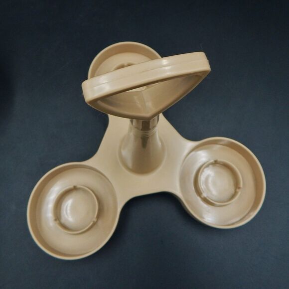 Vintage Tupperware 3 Cup Condiment Caddy Sheer Almond 758 733 Lids 2 Spoons - Picture 7 of 11